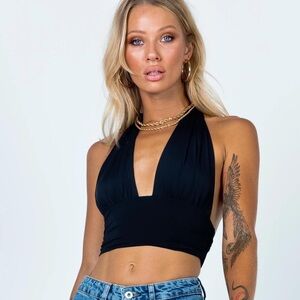 Black Halter Crop Top